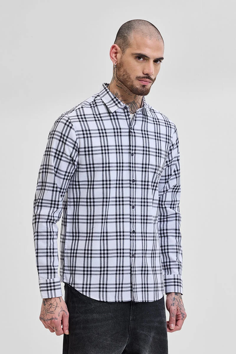سنيتش White Checks Slim Fit Shirt